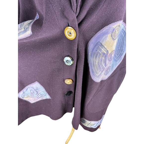 Vintage Blue Fish 1994 Patch Work Wool Fallin Snow Coat Size OS - Picture 3 of 8